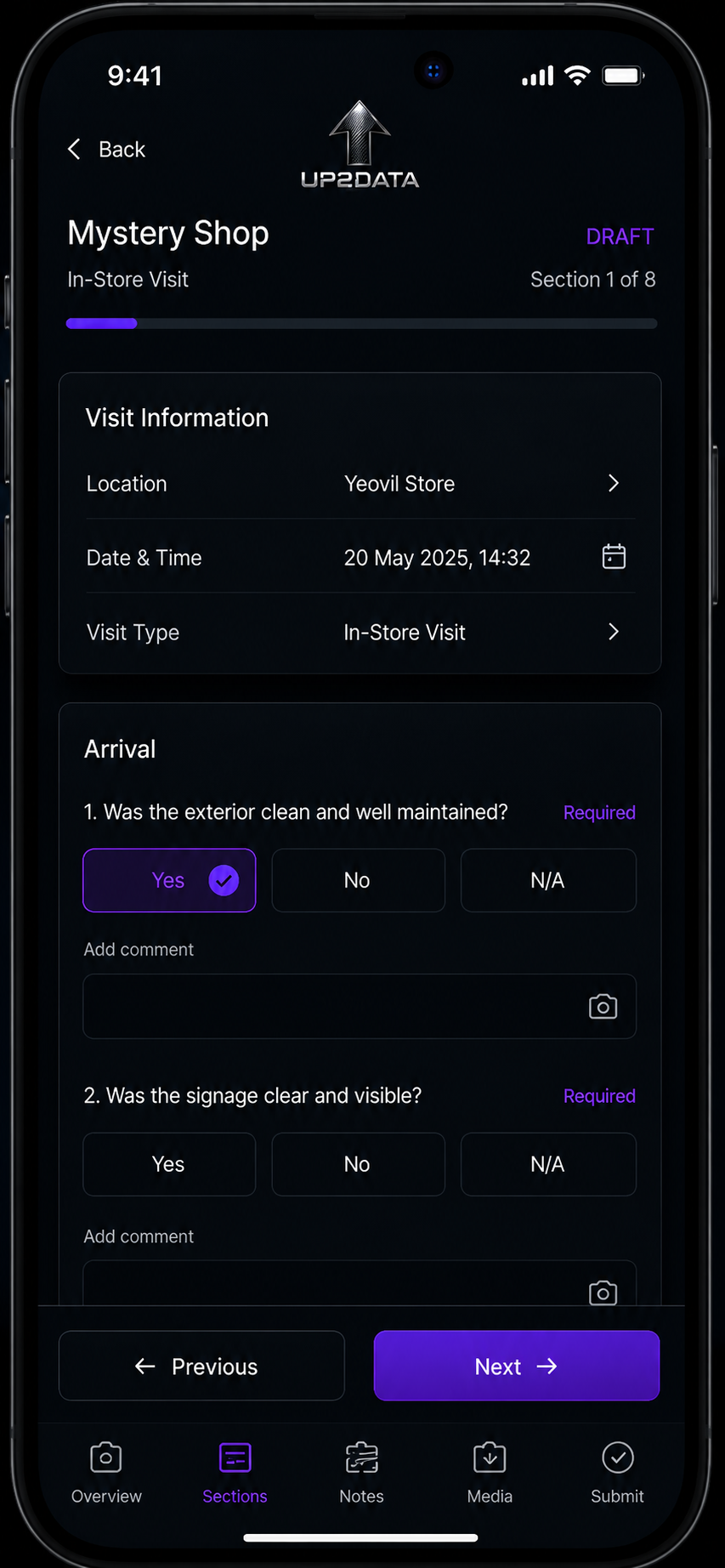 Up2Data mobile counting mockup